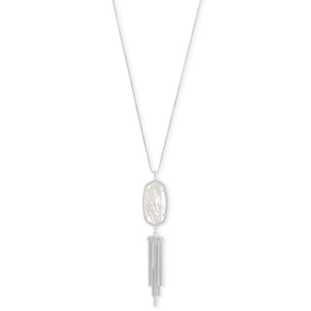 Rayne Silver Long Pendant In Ivory Mother of Pearl